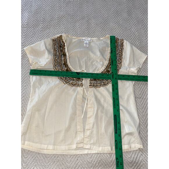 Old Navy Women Size Large Perfect Fit Top Cardigan Blouse Beaded Tie BOHO - Picture 9 of 10
